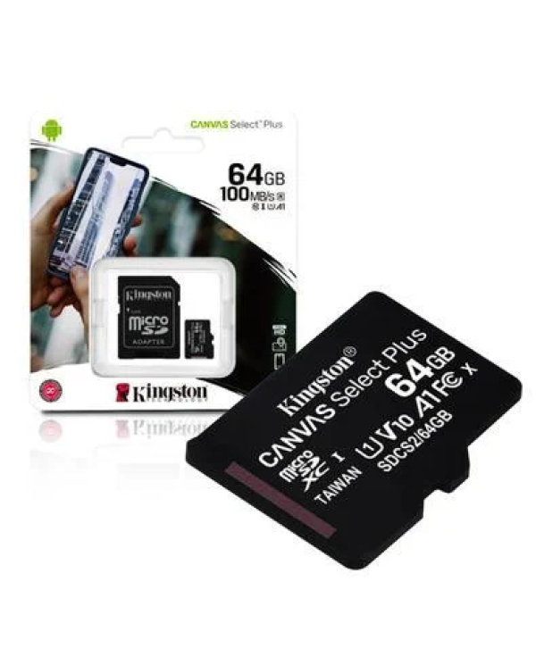 Cartão De Memória Kingston Canvas Select Plus Micro SD 64GB, Classe 10, Com Adaptador - SDCS2/64GB