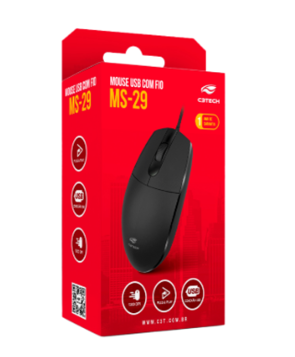 Mouse USB MS-29BK Preto C3tech - PROMOCIONAL