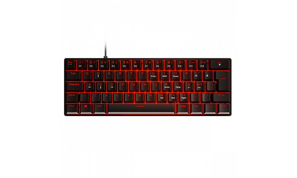 Teclado Gamer Mecanico 60% Zot - Switch Outemu Blue Hotswap - Led Vermelho - Pcyes - Pzohblv