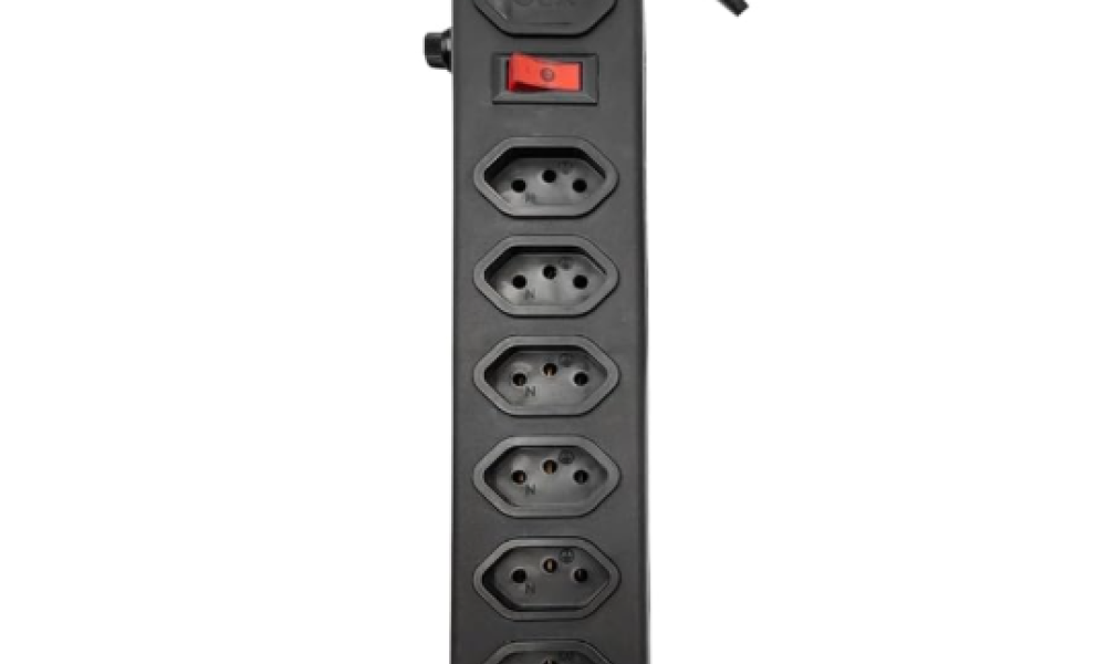 OEX Filtro de Linha 6 Tomadas Bivolt, TM104 - Cabo 1.5cm - Preto