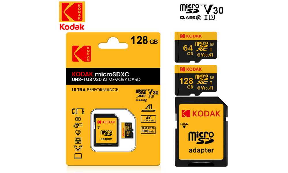 Cartão de Memória Kodak c/ Leitor de MicroSD 64GB UHS-I V30 A1 