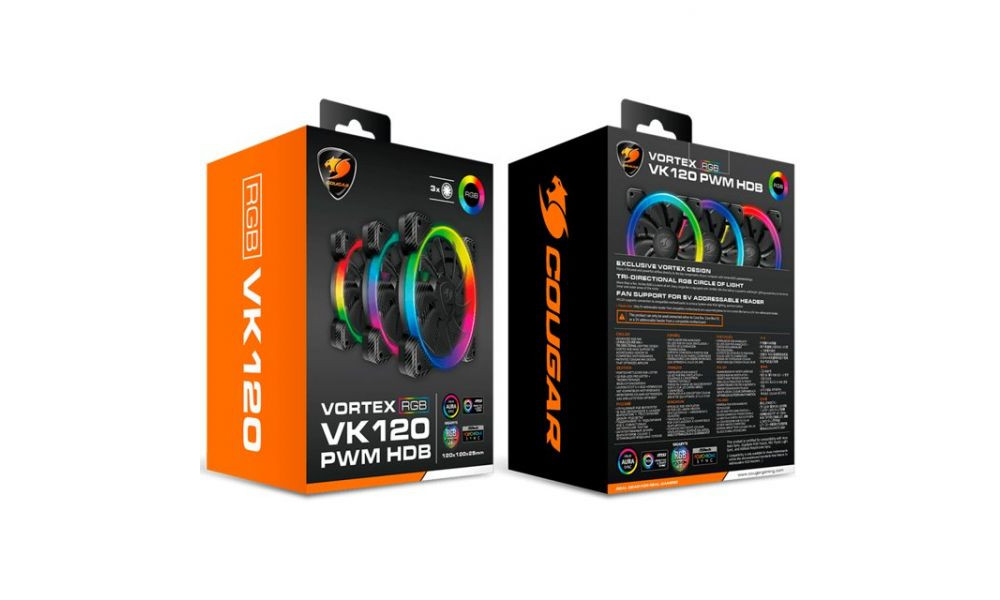 Kit Fan Cooler Gamer Cougar Vortex VK 120 RGB