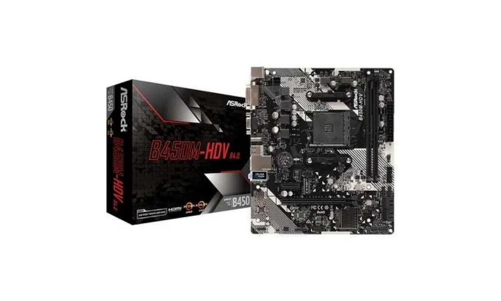 Placa Mãe ASRock B450M-HDV R4.0, AMD AM4, Micro ATX, DDR4