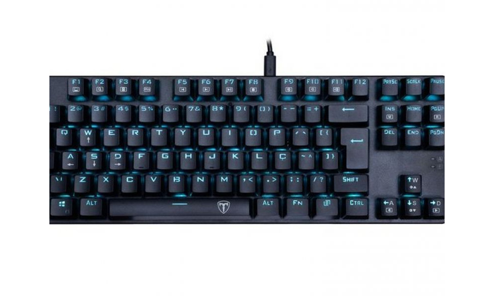 Teclado Mecânico T-Dagger Bora Preto, Iluminação Verde Green, Switch Azul, T-TGK313