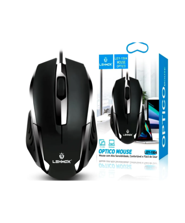 Mouse Optico Com Fio 3.0 USB 1600 DPI Com fio de 1.5m LEY-1504 LEHMOX