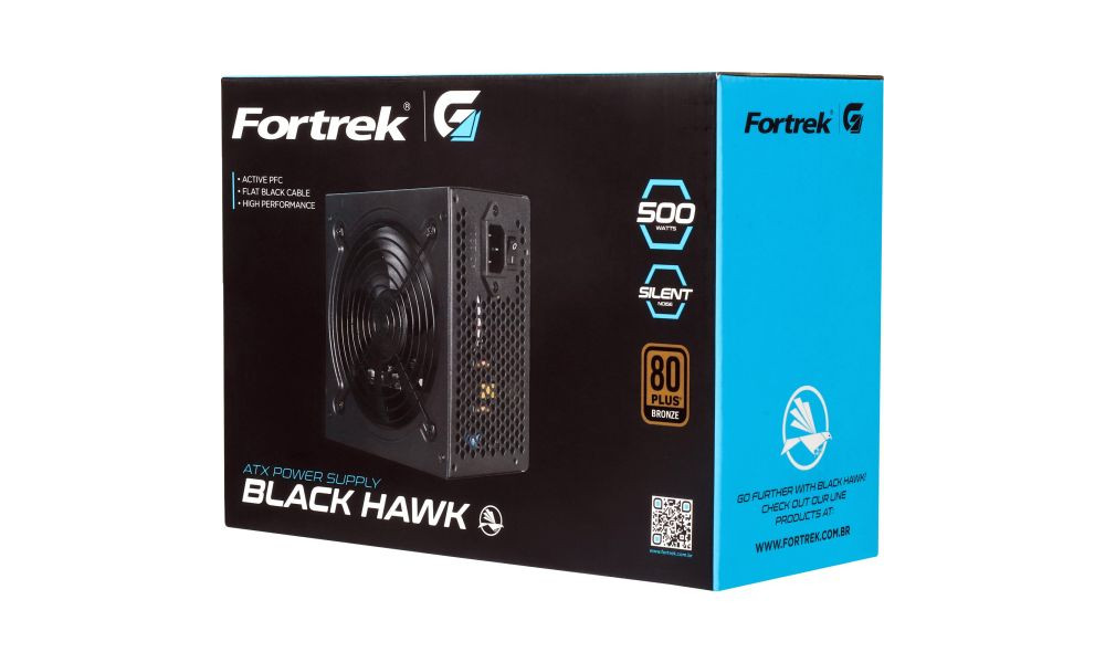 GM500 BLACK - Fonte de Alimentação Gamemax GM500 500W Box 80 Plus Bronze  C/PFC PRETA