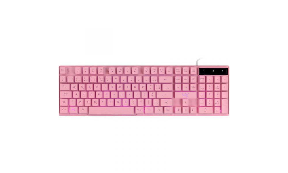 Teclado USB Gamer VX Gaming Cerberus Rosa Led 7 Cores - GTH200R7