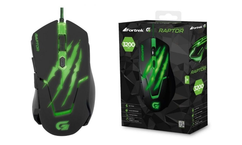 Mouse Gamer Fortrek Raptor Series USB 6 Botões 3200DPI OM801 - 60839