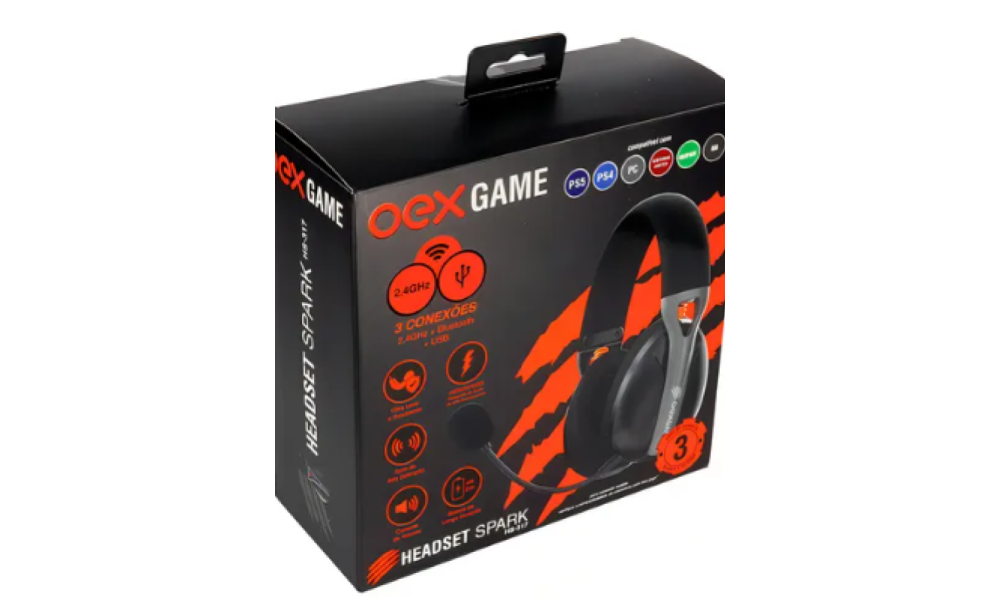 Headset Gamer Spark Sem fio 5.1 TriMode OEX