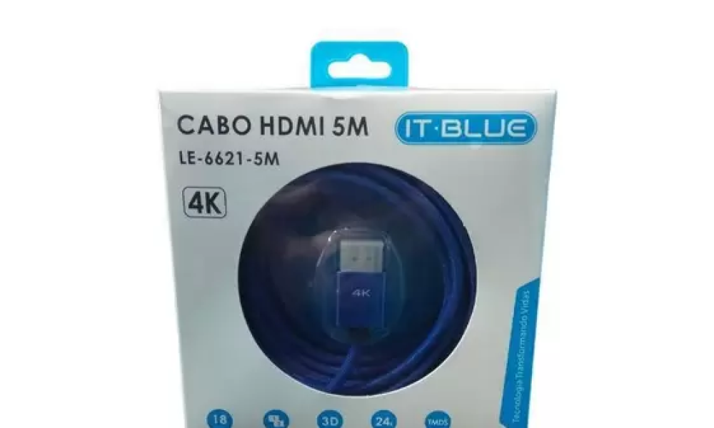 Cabo HDMI 4k 5m LE-6621 LT-Blue