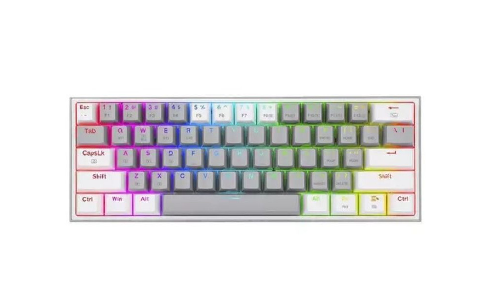 Teclado Mecanico Gamer Redragon Fizz RGB Amarelo e Branco e Cinza