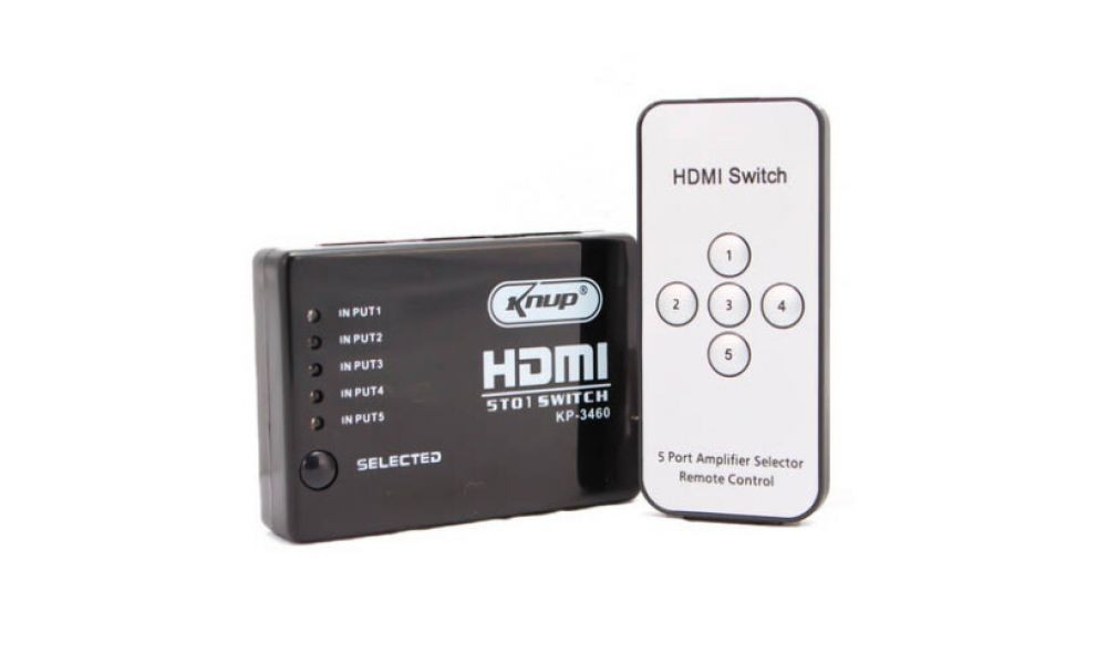 Mini Switch HDMI 5 Portas Distribuidor Splitter Video 1080 Full 3D - KP-3460