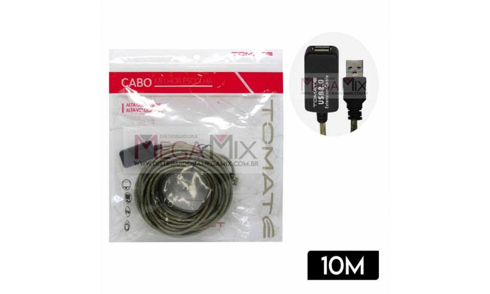 CABO EXTENSOR USB 2.0 MACHO X FÊMEA 10M MCB-026 TOMATE