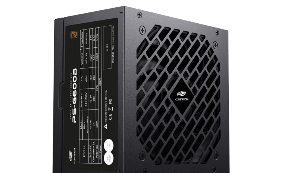 Fonte ATX 600W PS-G600B 80Plus White C3Tech
