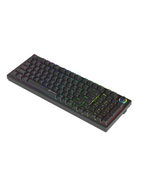 Teclado Mecânico Gamer New Hero Warlock, Rainbow, Switch Blue, Usb, Abnt, Preto