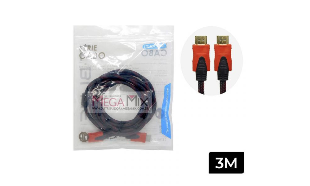 CABO HDMI 3M LE-6612 C/ MALHA