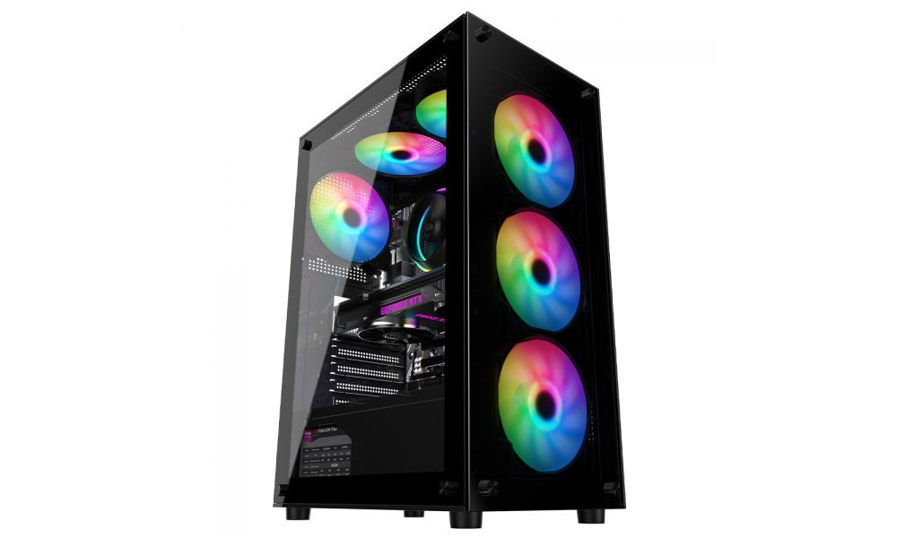 Gabinete Duex DX305T RGB Fan, Com 4 Fans - Preto