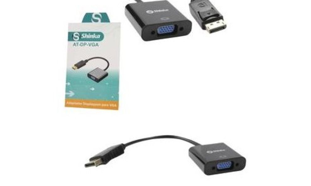 Conversor Displayport Macho Para VGA Fêmea 25 Centímetros Preto SHINKA AT-DP-VGA SHINKA