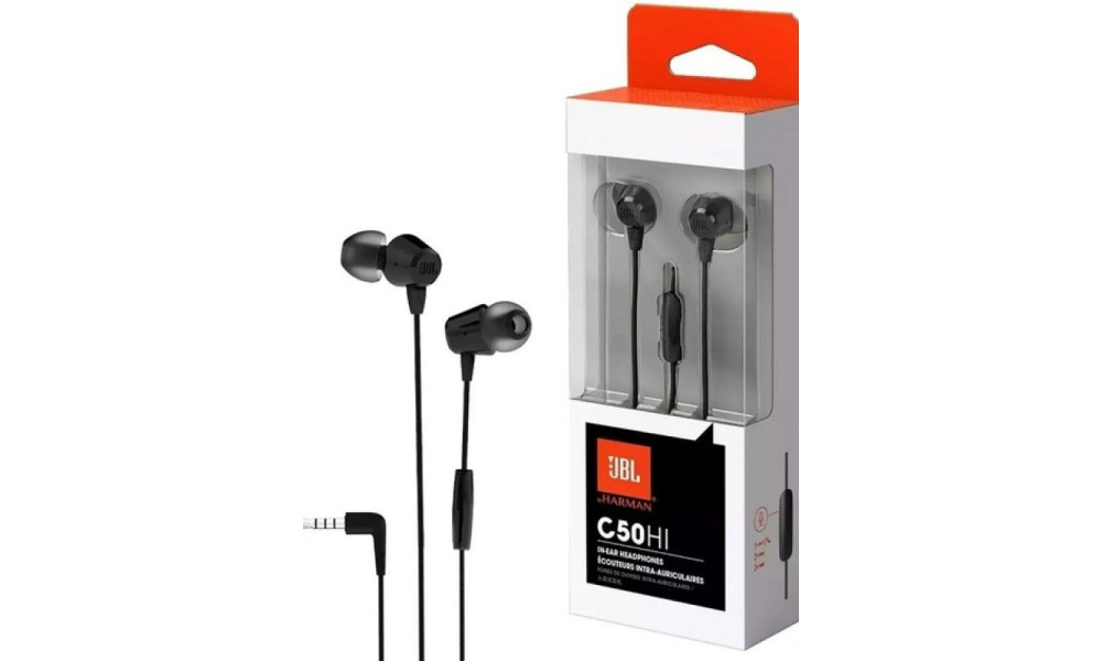 Fone de Ouvido JBL C50HI Intra-Auricular Preto