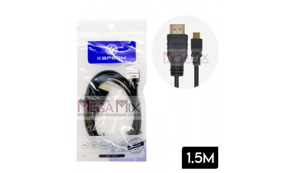 Cabo HDMI + V8 1,5m KAP-HV054