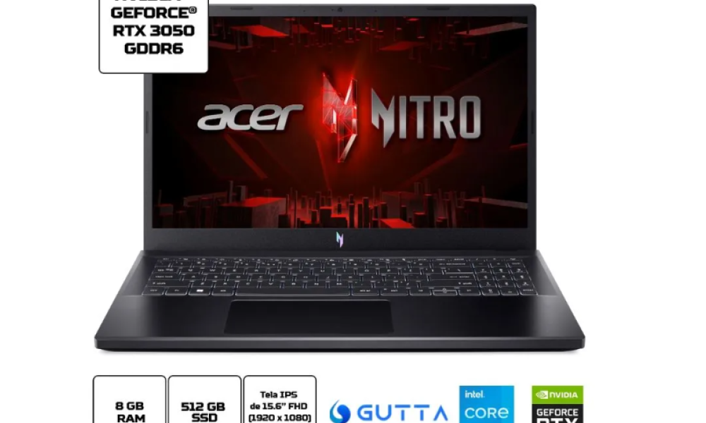 Notebook Gamer Acer Nitro V Intel Core i5 13ª Geração 8GB 512SSD RTX3050 15,6