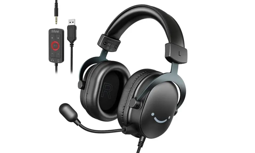 Headset Gamer Fifine H9, Som Surround 7.1, USB, Console e PC, Preto