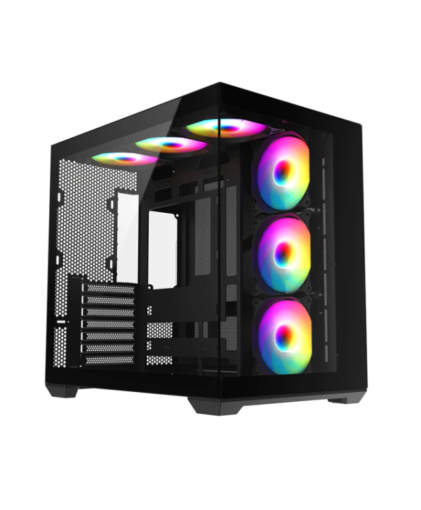 Gabinete Gamer LikeTec Atlas Dark Pro Cube Vidro Temperado Com 6 Fans Argb Mid Tower - LC-CB3X3-ATLAS-2115