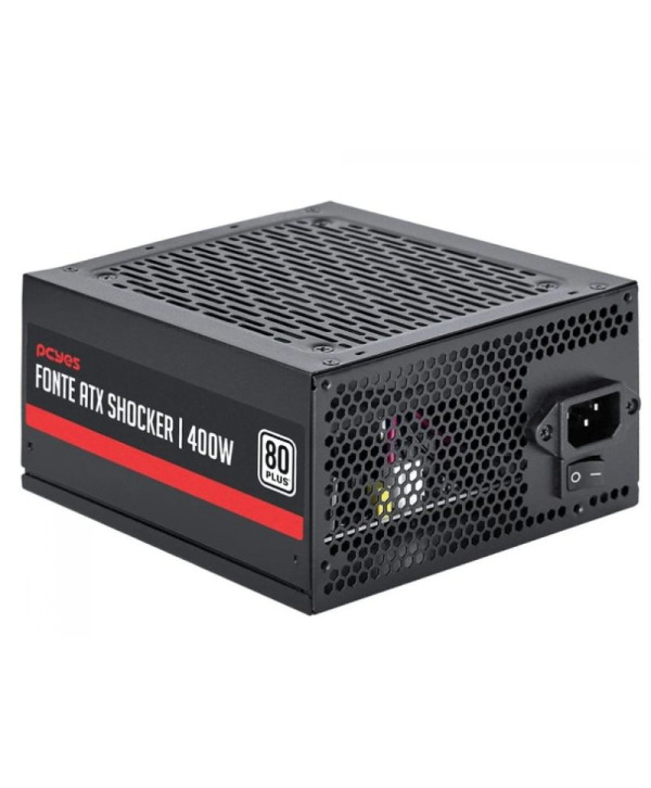 Fonte PCYes Shocker, 400W, 80 Plus White, PFC Ativo, Preto, PF400SHW