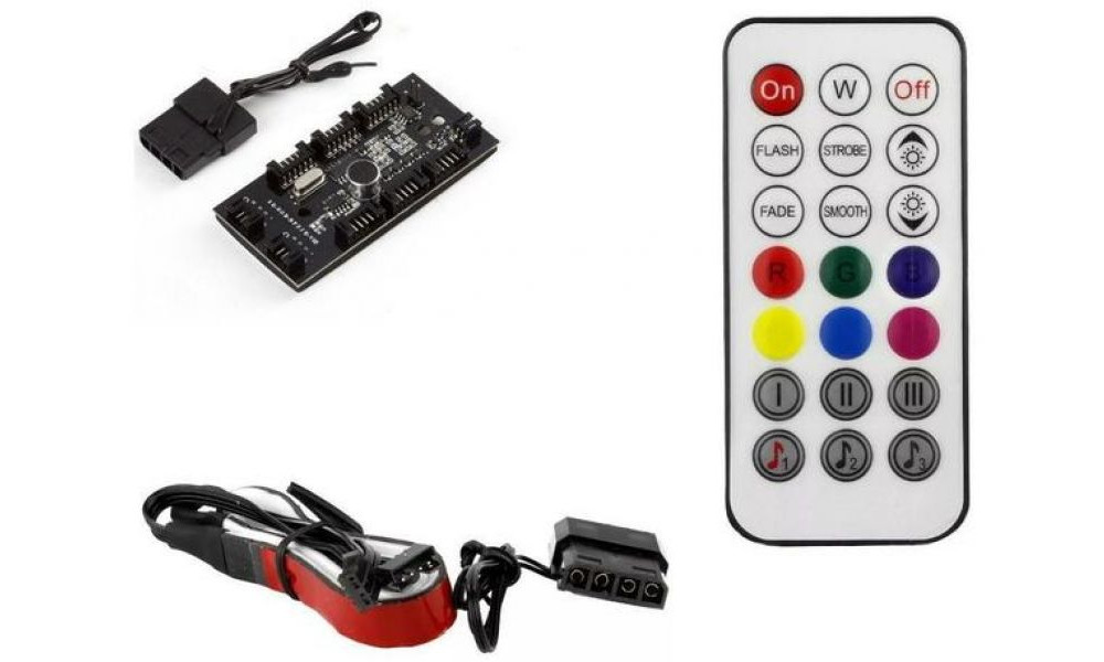 Kit 3 Cooler C/led 120mm Rgb Com Fita Led E Controle Dx-123r - Dex