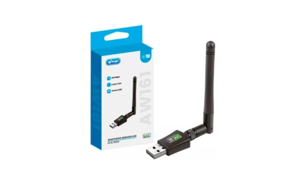 Adaptador Wireless Dual Band 600Mbps 2.4Ghz/5.0Ghz USB 2.0 KP-AW161 KNUP