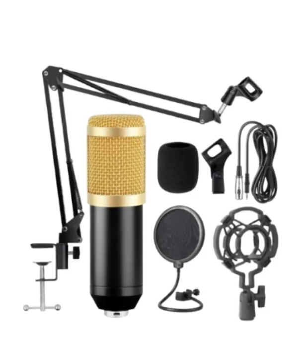 Microfone Condensador BM800 Podcast Gravação Cor Preto Dourado