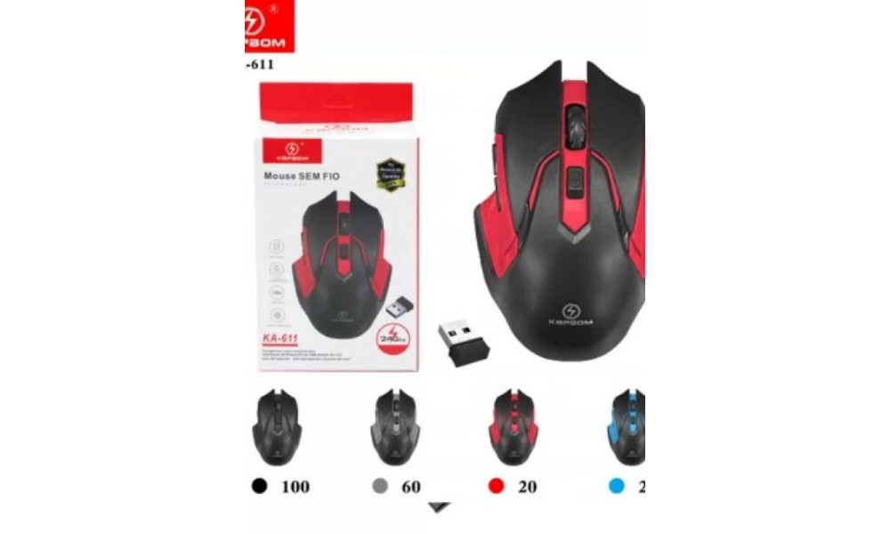 Mouse Sem Fio 1600 DPI 2.4GHz KA-611 - Kapbom