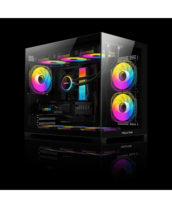 GABINETE GAMER ROUND5 BLAST BLACK (M-ATX / AQUARIO / FRONTAL VIDRO / SEM FAN