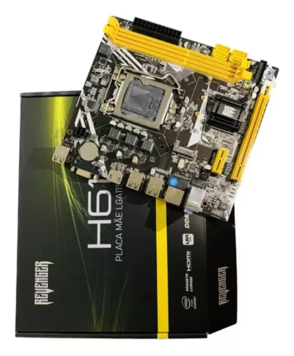 Placa Mãe H61 Socket Lga 1155 Com M.2 Nvme Lan Giga - 2 e 3 geração