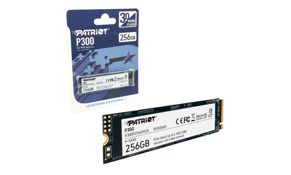 SSD Patriot P300 M.2 2280, 256GB, NVME, Leitura 1700MB/S, Gravação 1100MB/S - P300p256gm28