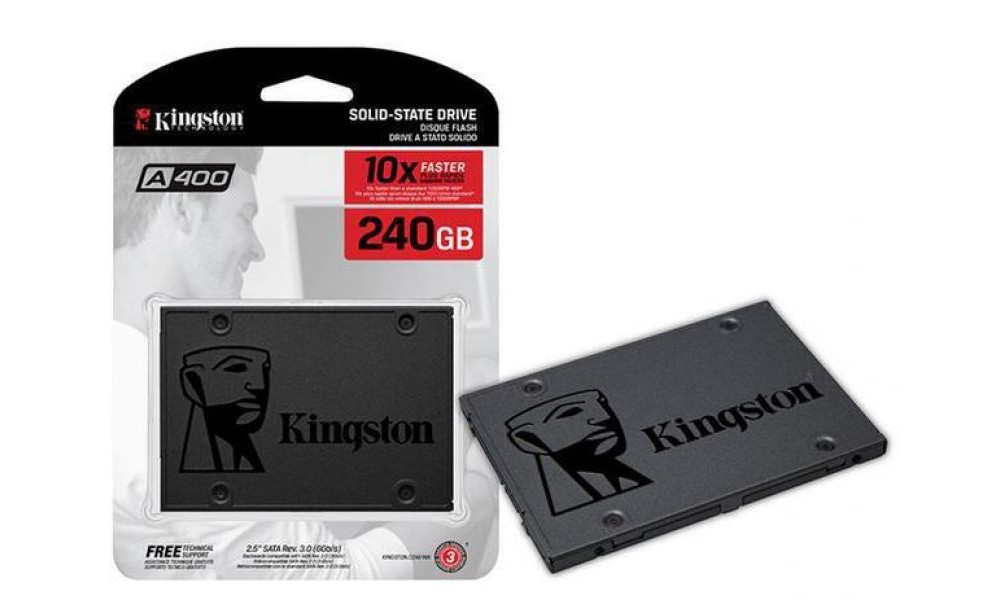 SSD Kingston A400, 240GB, SATA, Leitura 500MB/s, Gravação 350MB/s - SA400S37/240G