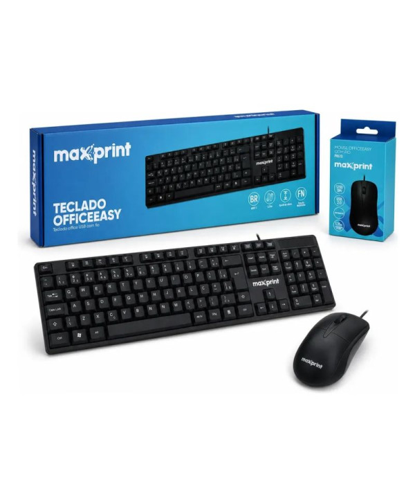 Kit Teclado Mouse Com Fio Maxprint Officeeasy Usb 2.0 Abnt2