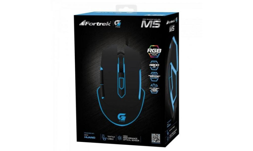 Mouse Gamer PRO M5 RGB Preto FORTREK, Fortrek,