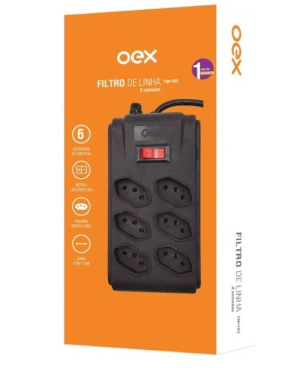 Filtro de Linha Oex 6 Tomadas Retangular 10 A TM 103