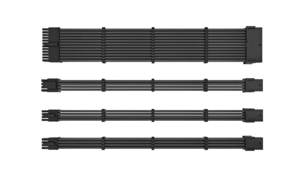 Kit Cabo Sleeved CS110, 1X 24P, 1X 4+4P, 2X 6+2P, 300MM, PRETO, PCH-CS110-BLK