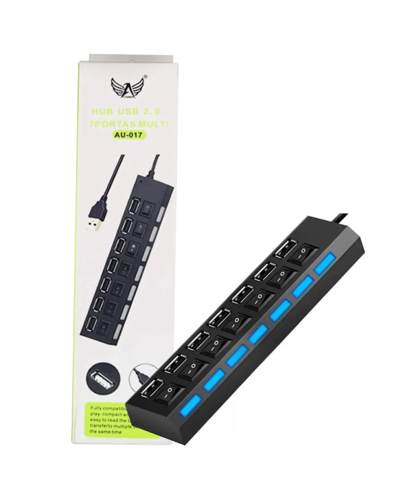 Hub 7 Portas Usb 2.0 Preto Com Chave Seletora AU-017 Altomex