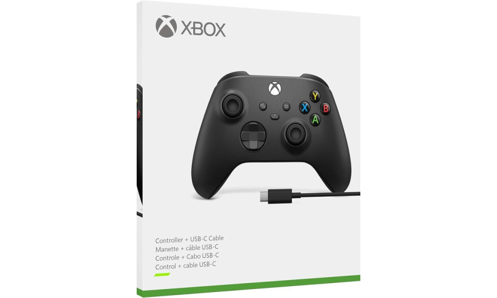 Controle Sem Fio Xbox Carbon Black + Cabo USB