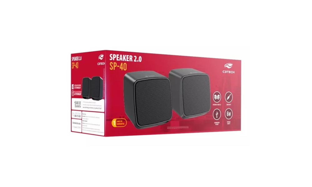 Caixa de Som Speaker 2.0 SP-40BK C3TECH