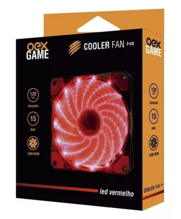 Cooler FAN OEX F20, 120mm, LED Vermelho, 1200 RPM