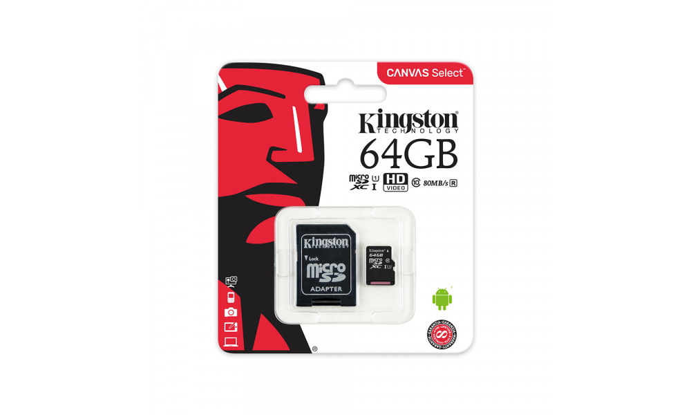 Cartão Micro SD Kingston 64GB C10 2