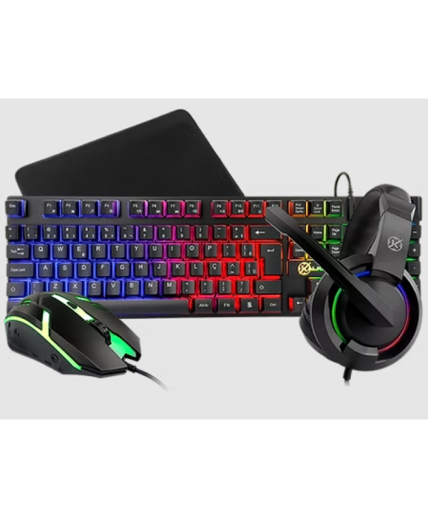 COMBO TECLADO + MOUSE + MOUSEPAD + HEADSET KALKAN ODIN LITE PRETO KLK00060