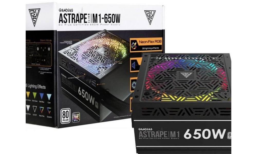 Fonte Gamdias 650W RGB Astrape - M1-650W