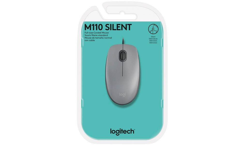 Mouse Logitech M110 com Clique Silencioso Cinza 