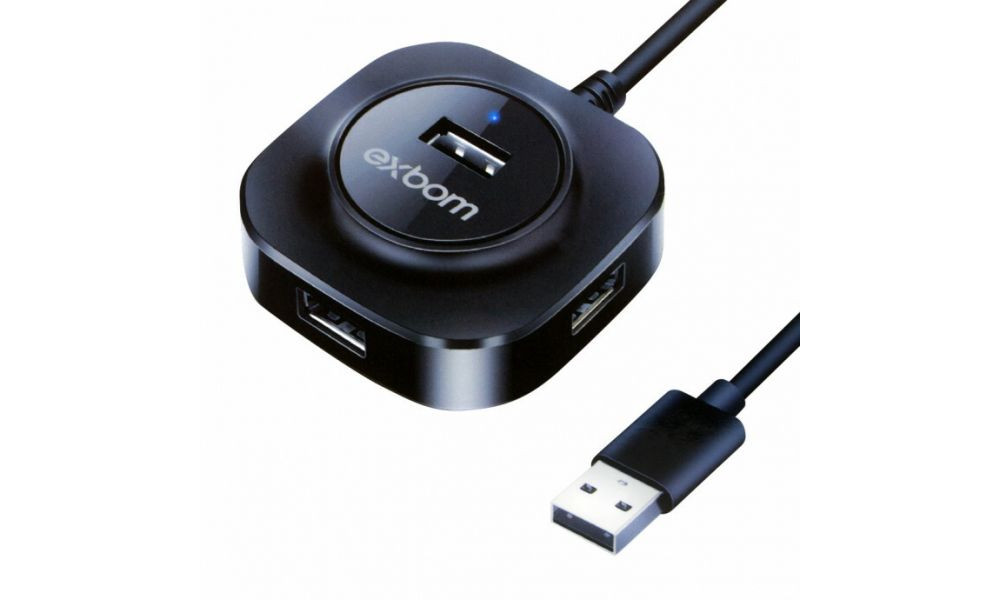 Hub Usb 2.0 com 4 Portas 480 Mbps com Entrada V8 Exbom - UH-24