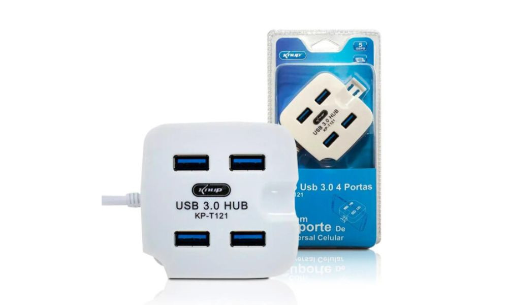 Hub USB 3.0 5Gbps 4 Portas com Base para Celular KNUP KP-T121/A